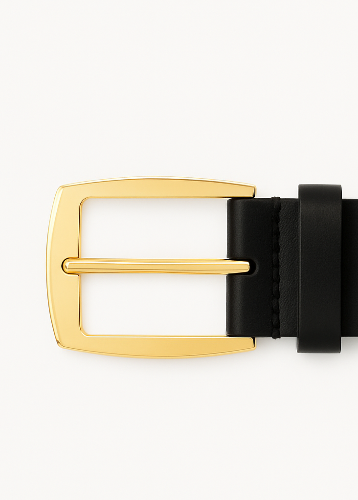 VISIONWEAR Luxe Leather Belt – Gold/Brown