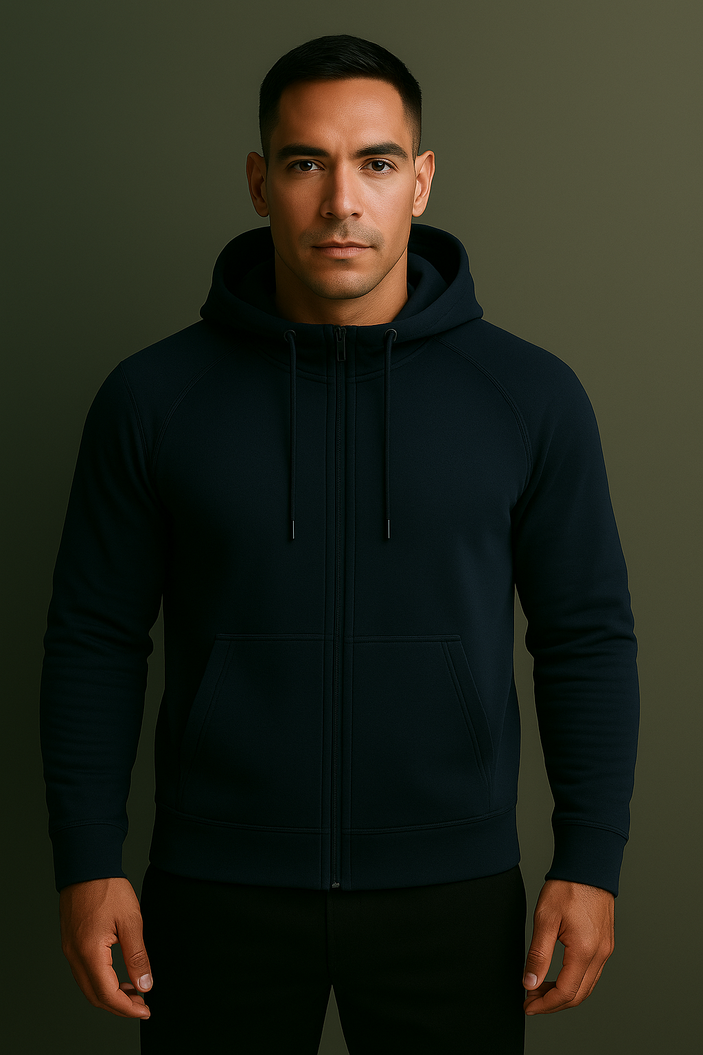 VISIONWEAR Luxe Zip Hoodie – MIDNIGHT BLUE
